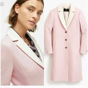J. Crew Pink Wool Coat with White Lapel New!